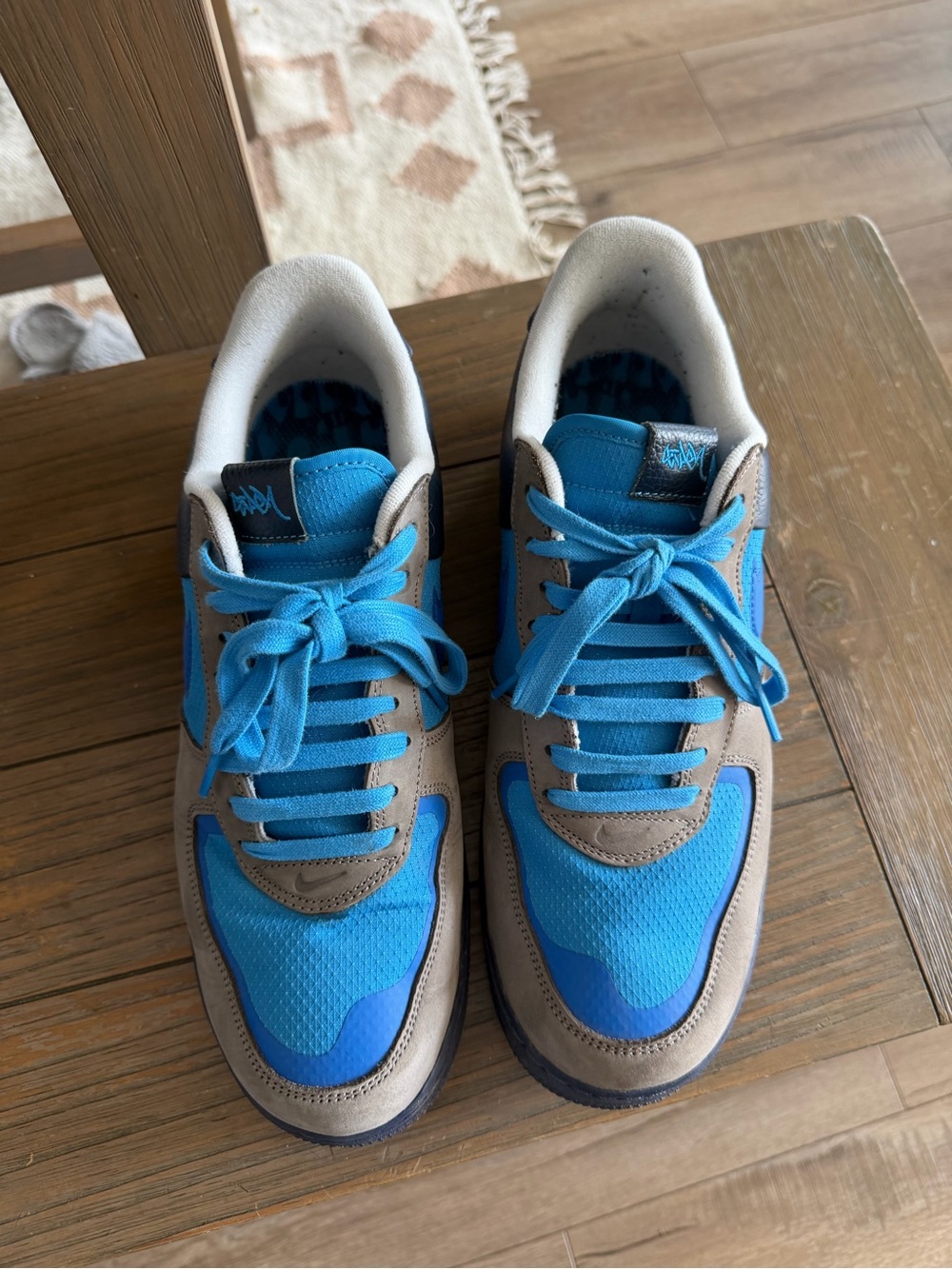 Men's Blue and Gray Low-Top Lace Sneakers